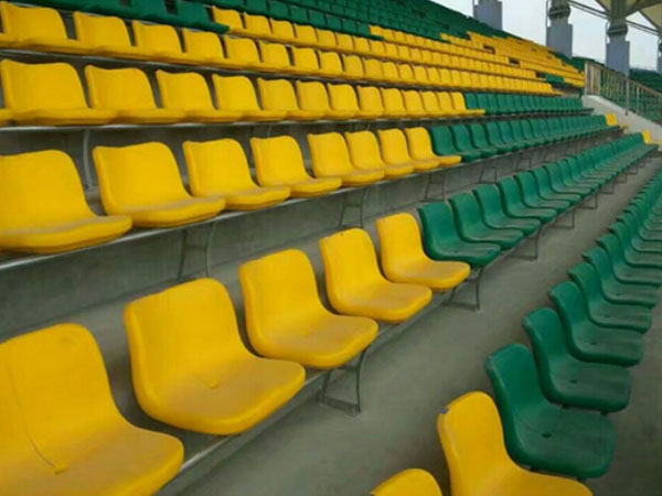 Several common sizes of retractable bleachers for stadiums